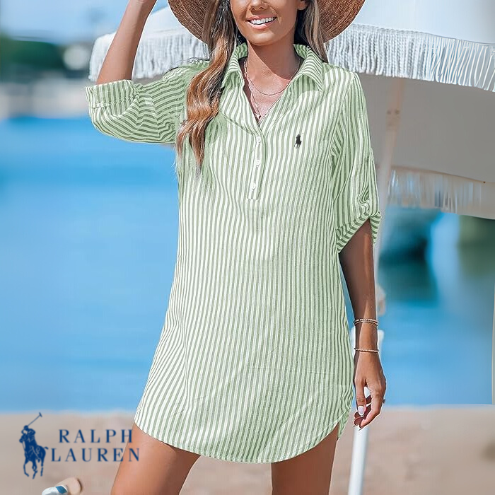 Ꮢalph Ꮮаᴜгеn Classic Striped Shirt Dress + Free Ꮢalph Ꮮаᴜгеn Leather Crossbody Bag