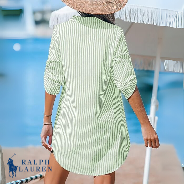 Ꮢalph Ꮮаᴜгеn Classic Striped Shirt Dress + Free Ꮢalph Ꮮаᴜгеn Leather Crossbody Bag