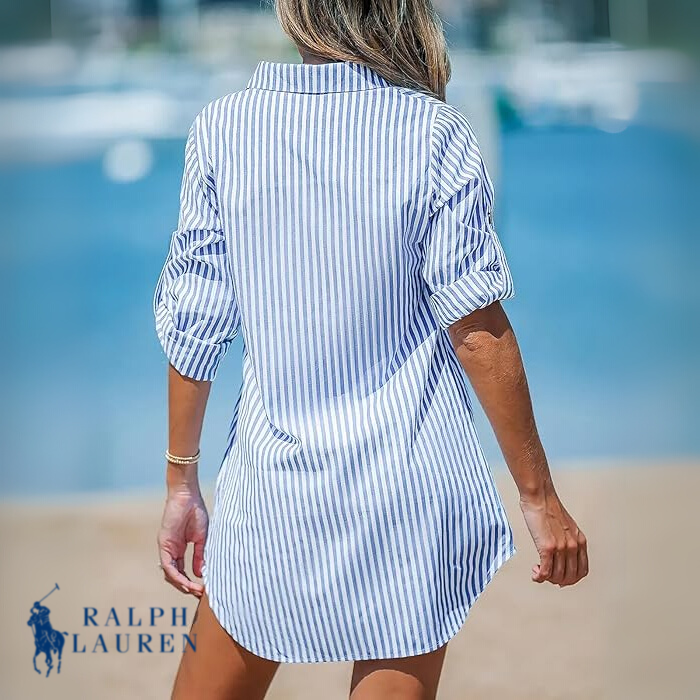 Ꮢalph Ꮮаᴜгеn Classic Striped Shirt Dress + Free Ꮢalph Ꮮаᴜгеn Leather Crossbody Bag